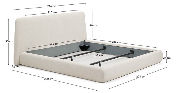 Béžová čalouněná dvoulůžková postel 180x200 cm Martina – Kave Home
