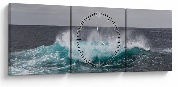 Obraz - Vlny v oceánu (s hodinami) (90x30 cm)