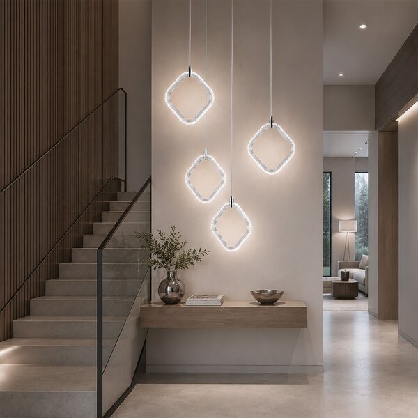 Toolight Rea, Závěsné stropní LED svítidlo LHJ127-W Chrom, OSW-03282