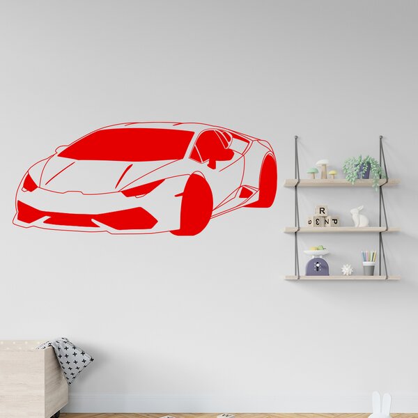 Živá Zeď Samolepka Lamborghini Auto Barva: červená, Velikost: 60 x 26 cm