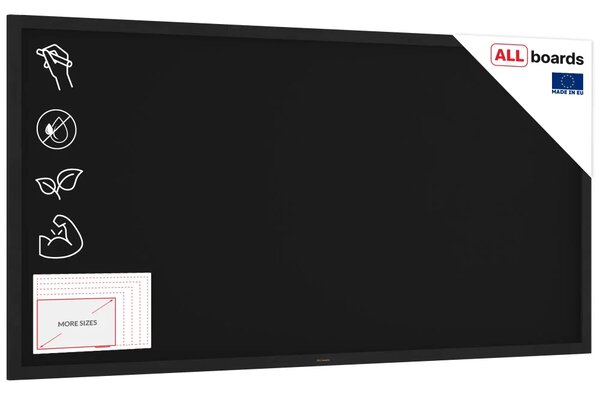 Černá křídová tabule 200×120 cm – ČERNÝ lakovaný dřevěný rám + DAREK, TB2012BK