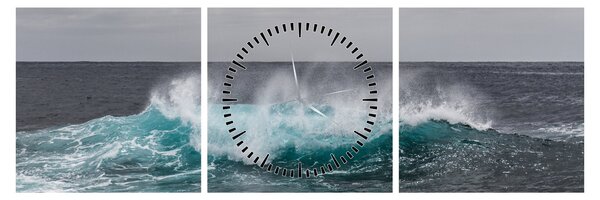 Obraz - Vlny v oceánu (s hodinami) (90x30 cm)