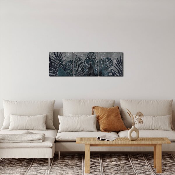 Obraz - Palmové listy (s hodinami) (90x30 cm)