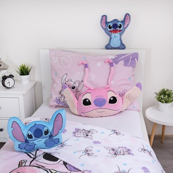 Fleecový dětský polštářek 41x32 cm Lilo and Stitch "Angel Pink" – Jerry Fabrics