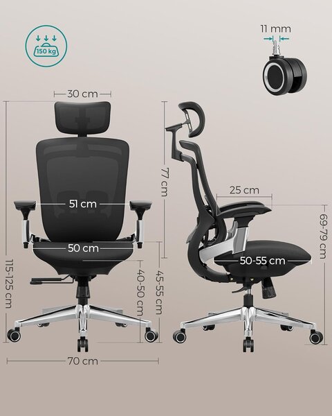 SONGMICS Kancelářská židle Ovus černá