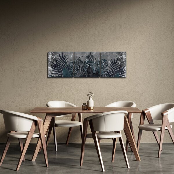 Obraz - Palmové listy (s hodinami) (90x30 cm)