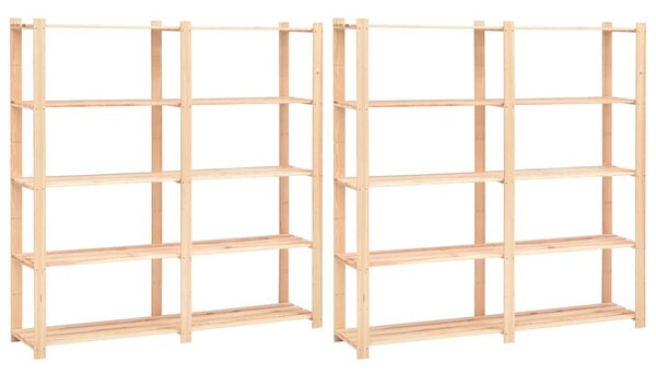 Úložný regál 5 polic 2 ks 170x38x170 cm masivní borovice 500 kg 3051109
