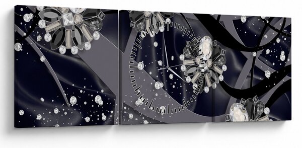 Obraz - Diamanty v prostroru (s hodinami) (90x30 cm)