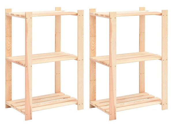 Regály 3 police 2 ks 60 x 38 x 90 cm masivní borovice 150 kg 3051121
