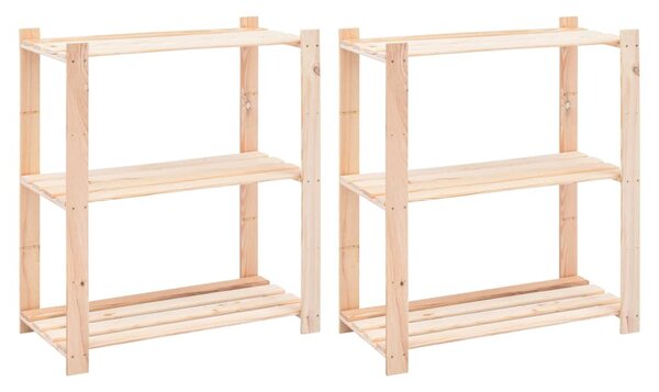 Regály 3 police 2 ks 80 x 38 x 90 cm masivní borovice 150 kg 3051117