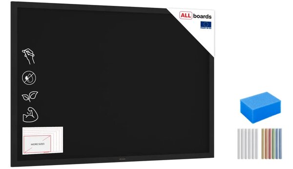 Černá křídová tabule 150×100 cm – ČERNÝ lakovaný dřevěný rám + DAREK, TB1510BK