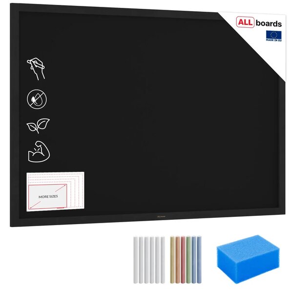 Černá křídová tabule 150×100 cm – ČERNÝ lakovaný dřevěný rám + DAREK, TB1510BK