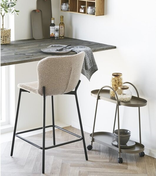 Béžová čalouněná barová židle (výška sedáku 65 cm) Maceda – House Nordic
