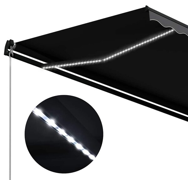 Ručně zatahovací markýza s LED světlem 350 x 250 cm antracitová 3051244