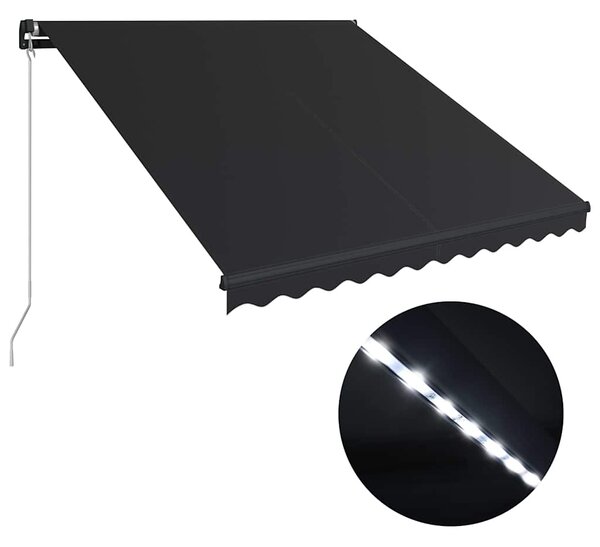 Ručně zatahovací markýza s LED světlem 350 x 250 cm antracitová 3051244