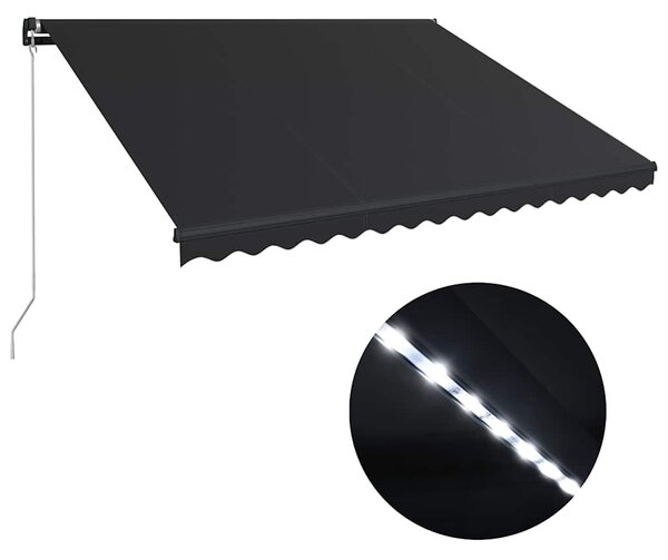 Ručně zatahovací markýza s LED světlem 450 x 300 cm antracitová 3051246