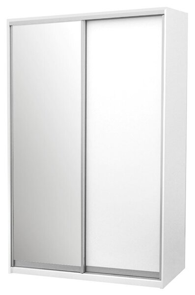 Skříň s posuvnými dveřmi Komforto 1 zrcadlová + 1 DTD 150x240x60 cm Bílá
