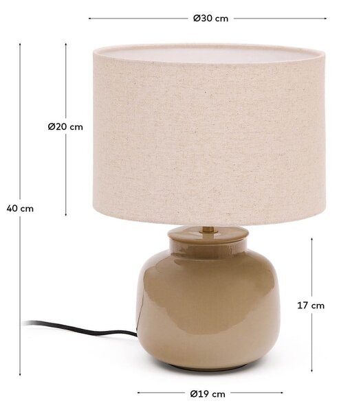 Béžová keramická stolní lampa s textilním stínidlem (výška 40 cm) Tay – Kave Home
