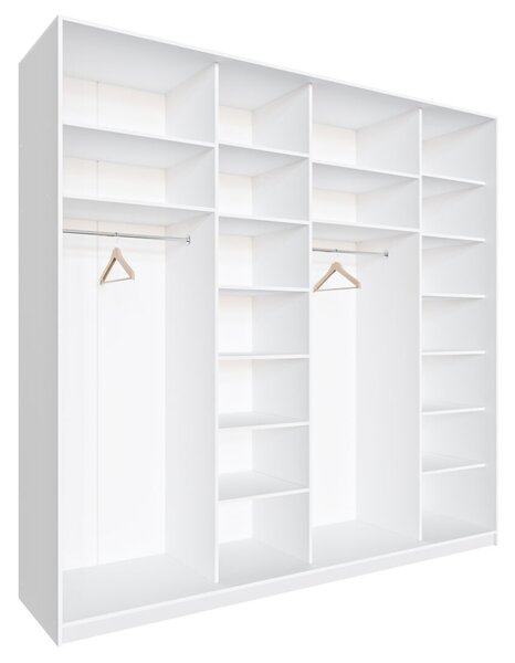 Skříň s posuvnými dveřmi Komforto 3 DTD + 1 zrcadlo 250x240x60 cm Bílá