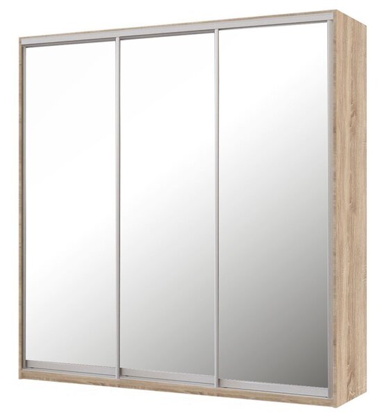 Skříň s posuvnými dveřmi Komforto 3 zrcadla 180x240x60 cm Dub sonoma
