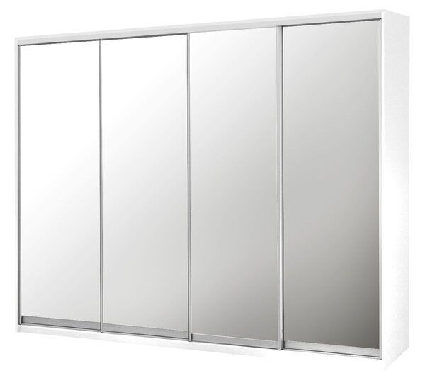 Skříň s posuvnými dveřmi Komforto 4 zrcadla 270x240x60 cm Bílá