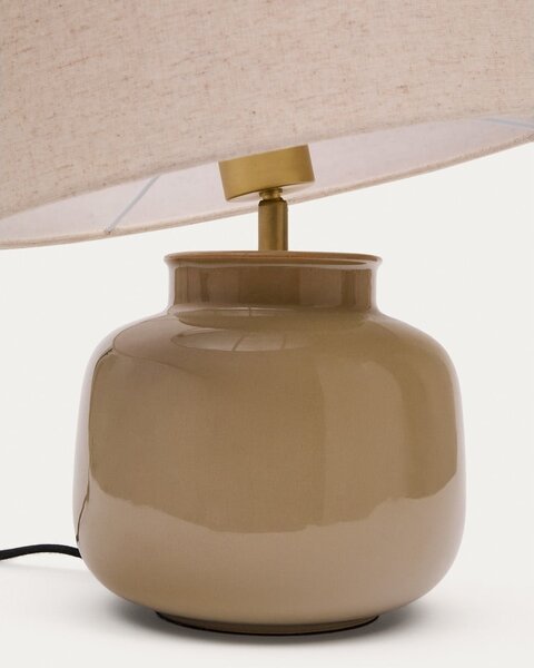 Béžová keramická stolní lampa s textilním stínidlem (výška 40 cm) Tay – Kave Home