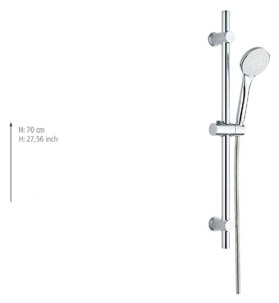 Sprchový set z nerezové oceli ve stříbrné barvě s ruční sprchou/s posuvným držákem 70 cm Uno – Allstar