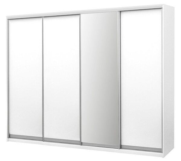 Skříň s posuvnými dveřmi Komforto 3 DTD + 1 zrcadlo 250x240x60 cm Bílá
