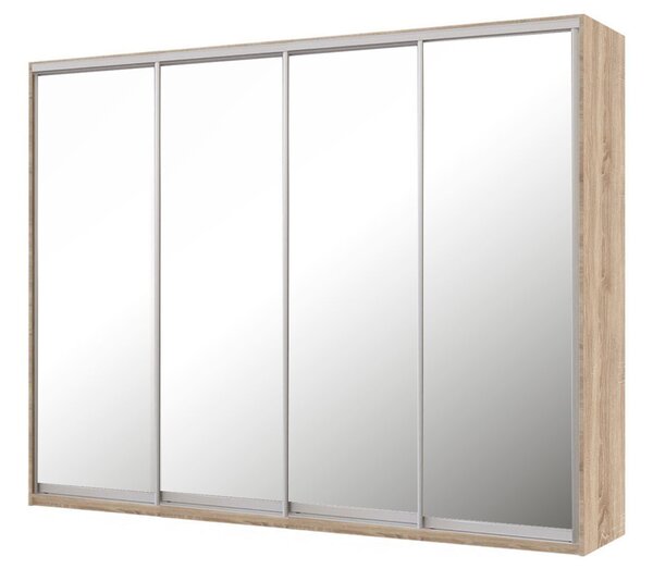 Skříň s posuvnými dveřmi Komforto 4 zrcadla 270x240x60 cm Dub sonoma