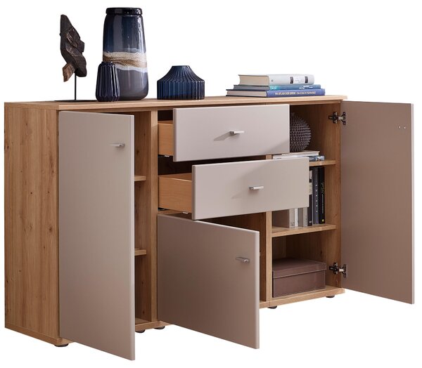 ŠIROKÁ KOMODA, šedá, barva starého dubu, 150/90/40 cm Venda - Široké komody
