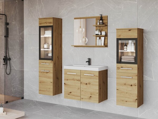 Koupelnový nábytek Apogon I, Barva: dub artisan, Sifon k umyvadlu: ano, Osvětlení: osvětlení LED - bílé, Baterie: Economico BYU 020M 5903211380426