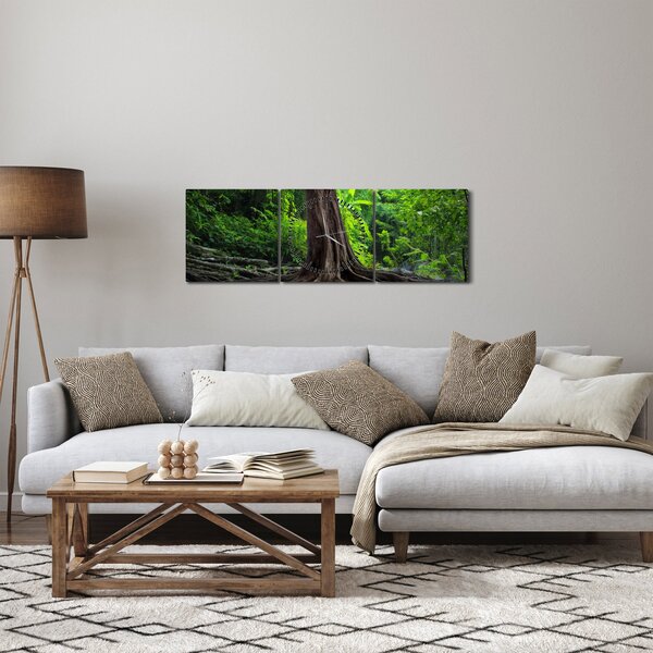 Obraz - Starý strom s kořeny (s hodinami) (90x30 cm)