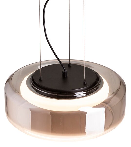 Závěsné LED svítidlo NAOMI 35, kouřové sklo/mléčné sklo/černá, 18 W, teplá bílá 3000 K