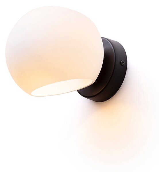 Přisazené nástěnné svítidlo SOLARIS, mléčné sklo/černá, patice E14, 7 W