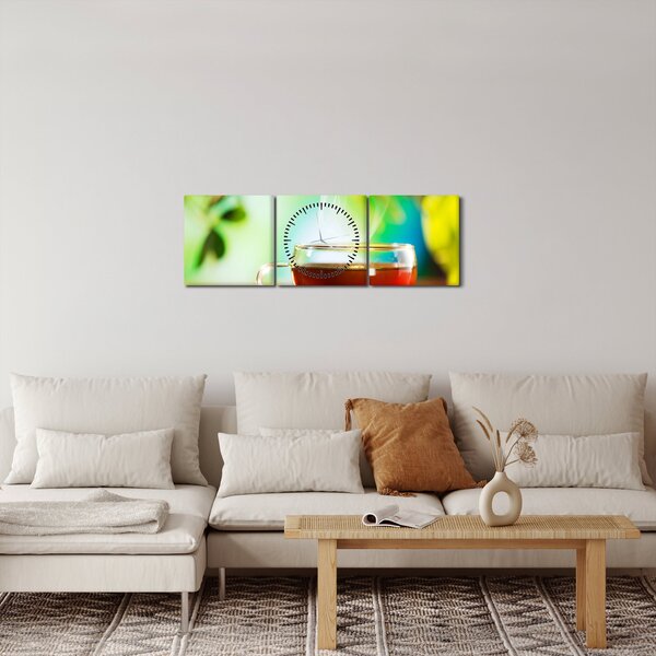 Obraz - Zátiší s čajem (s hodinami) (90x30 cm)