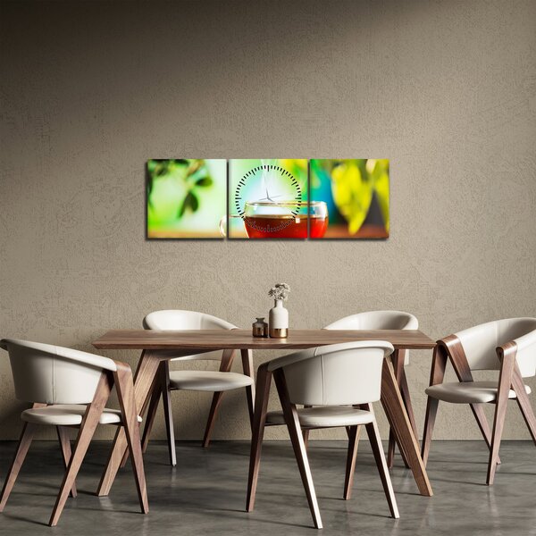 Obraz - Zátiší s čajem (s hodinami) (90x30 cm)