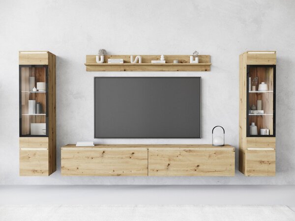 Nábytek do obývacího pokoje Sawoti II, Barva: dub artisan, Osvětlení: osvětlení LED - bílé 5903211380686
