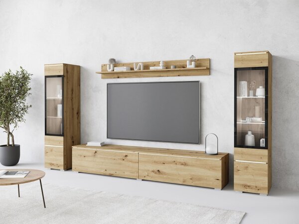Nábytek do obývacího pokoje Sawoti II, Barva: dub artisan, Osvětlení: osvětlení LED - bílé 5903211380686