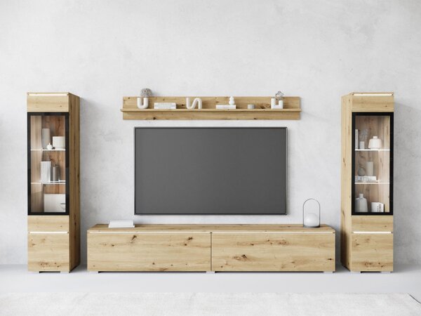 Nábytek do obývacího pokoje Sawoti II, Barva: dub artisan, Osvětlení: osvětlení LED - bílé 5903211380686