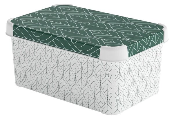 Bílý/zelený plastový úložný box s víkem 29,5x19,5x13,5 cm S – Curver