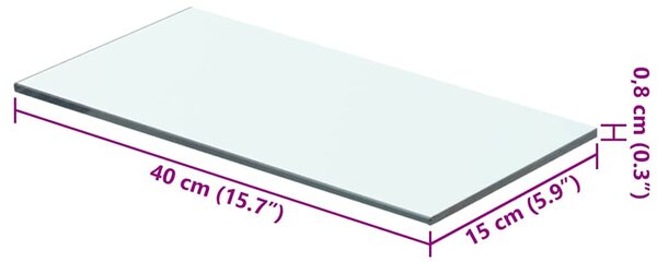 Policové desky 2 ks sklo čiré 40 x 15 cm 3051553