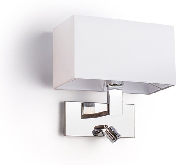 Nástěnné svítidlo PLAZA s LED bodovkou, bílá/chrom, patice E27, 15 + 3 W, teplá bílá 3000 K