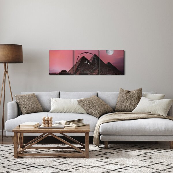 Obraz - Pyramidy Giza, Egypt (s hodinami) (90x30 cm)
