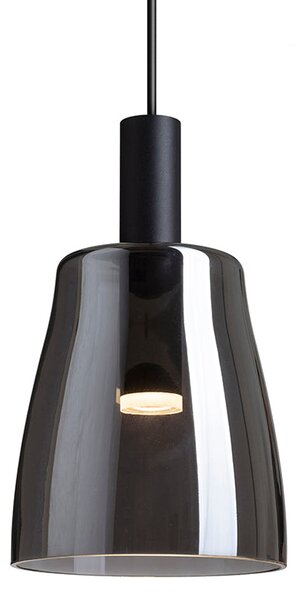 Závěsné LED svítidlo BELLINI M LED, černá/kouřové sklo, 5 W, teplá bílá 3000 K