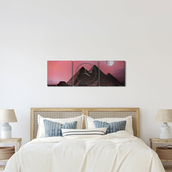 Obraz - Pyramidy Giza, Egypt (s hodinami) (90x30 cm)
