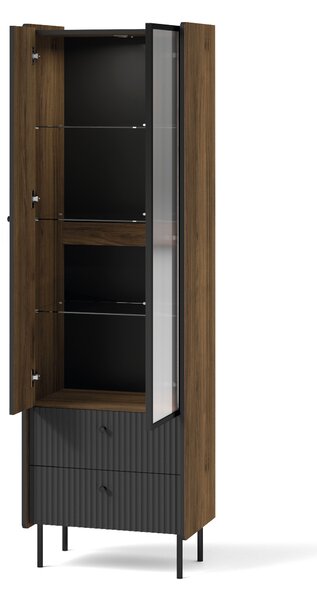 Vitrína Phelan P3 (ořech warmia + černá). Akce -20%