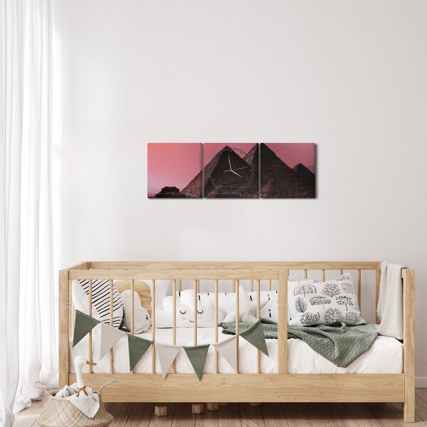 Obraz - Pyramidy Giza, Egypt (s hodinami) (90x30 cm)