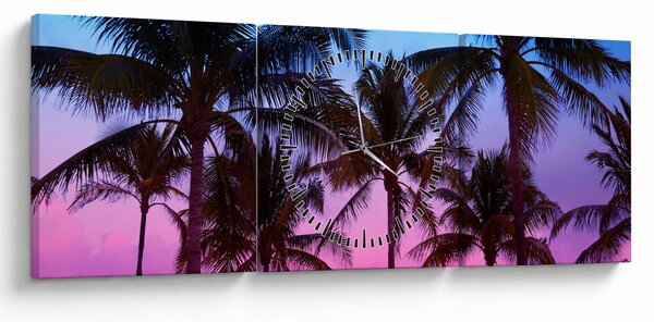 Obraz - Palmy v Miami (s hodinami) (90x30 cm)