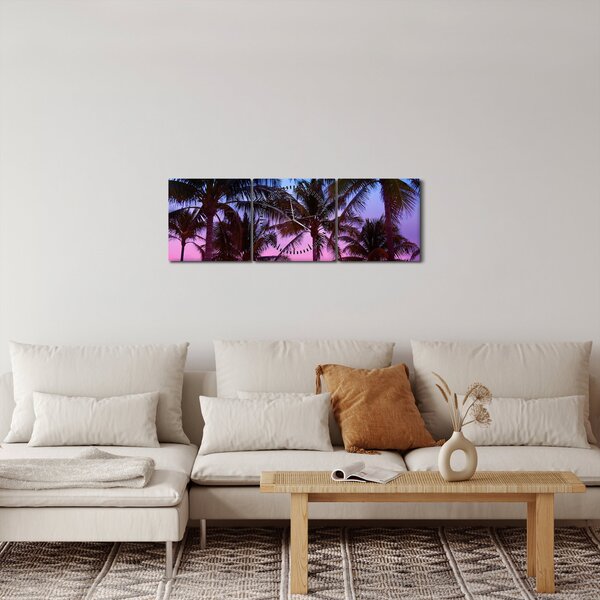 Obraz - Palmy v Miami (s hodinami) (90x30 cm)