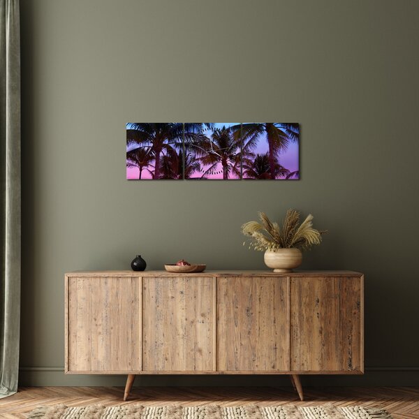 Obraz - Palmy v Miami (s hodinami) (90x30 cm)